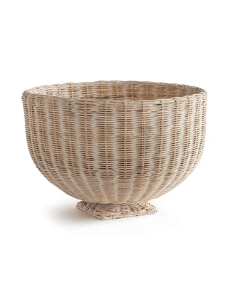24" Charleston Rattan Woven Footed Natural Decorative Tabletop Bowl