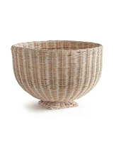 24" Charleston Rattan Woven Footed Natural Decorative Tabletop Bowl