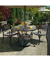 4PCS Patio Dining Bistro Chair All Weather Cast Aluminum Armrest Garden