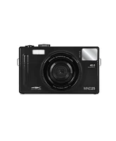 Minolta Minolta MND25 Digital Camera, 48 Mp Autofocus, 4K Ultra Hd Camera with Selfie Mirror & 32GB Sd Card, Black, Bundle with Slinger Camera Bag