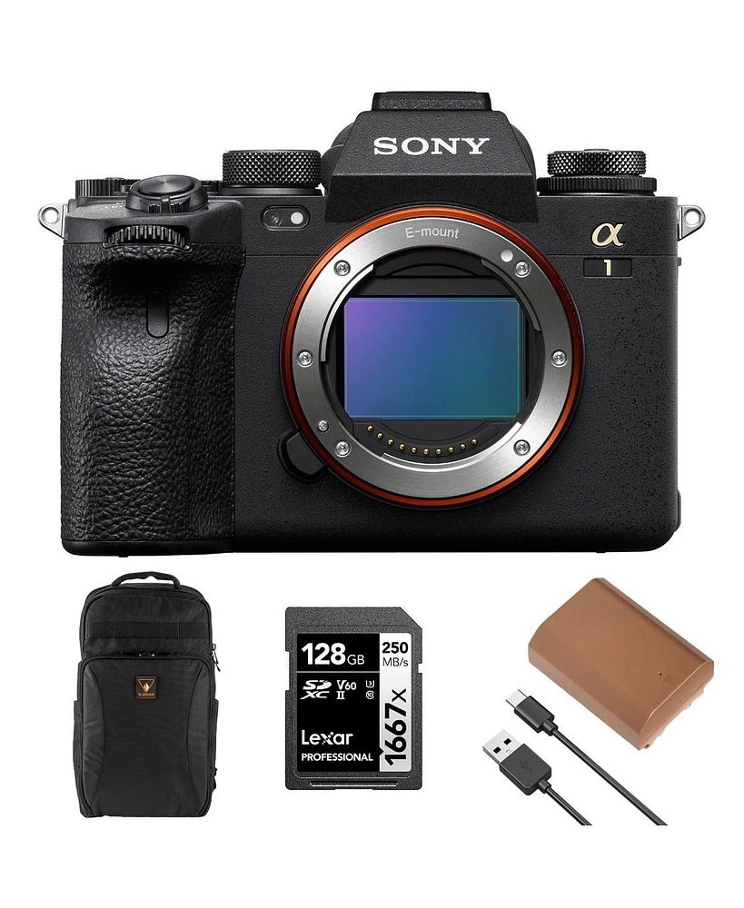 Sony Sony Alpha 1 Full Frame Mirrorless Digital Camera Bundle with Backpack, 128GB Sd Card, Extra Battery