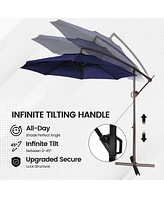 Mondawe 11ft Cantilever/Offset Hanging Patio Umbrella with Easy Tilt and Crank 360° Rotate