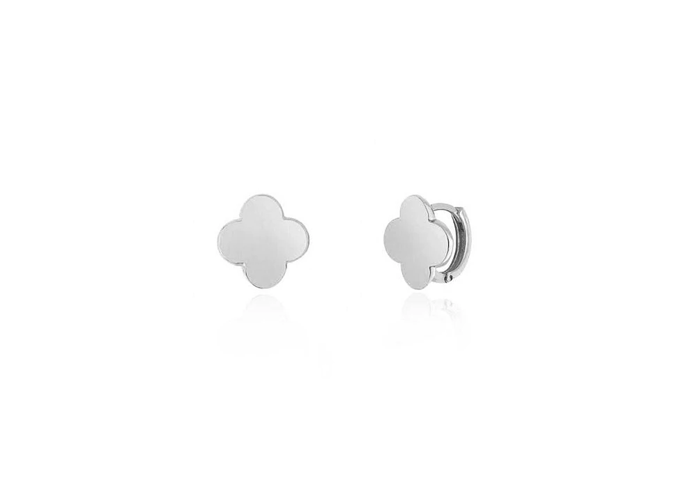 The Lovery Gold Clover Earrings 14K White Gold