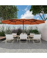 Mondawe 15 ft Double Sided Twin Outdoor Patio Market Umbrella