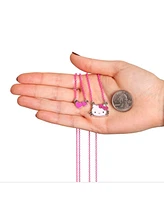 Sanrio Hello Kitty Pink Enamel Double Necklace Set - Hello Kitty Necklace Set with Hearts