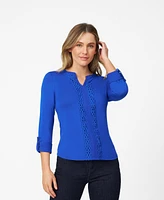 Cable & Gauge Women's Lace Trim Henley Top