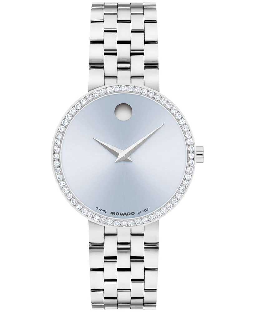 Movado Women's Museum Classic Lab Grown Diamond Swiss Quartz Stainless-Steel Watch, 29.5mm