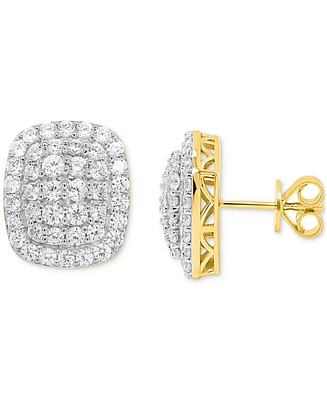 Forever Grown Diamonds Lab Diamond Cushion Cluster Stud Earrings (2 ct. t.w.) Sterling Silver or 14k Gold-Plated