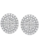 Forever Grown Diamonds Lab Diamond Double Halo Cluster Stud Earrings (2 ct. t.w.) Sterling Silver or 14k Gold-Plated