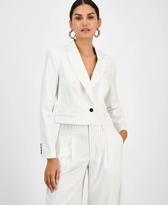 I.n.c. International Concepts Women's Pinstriped Cropped Blazer, Exclusively at Macy's