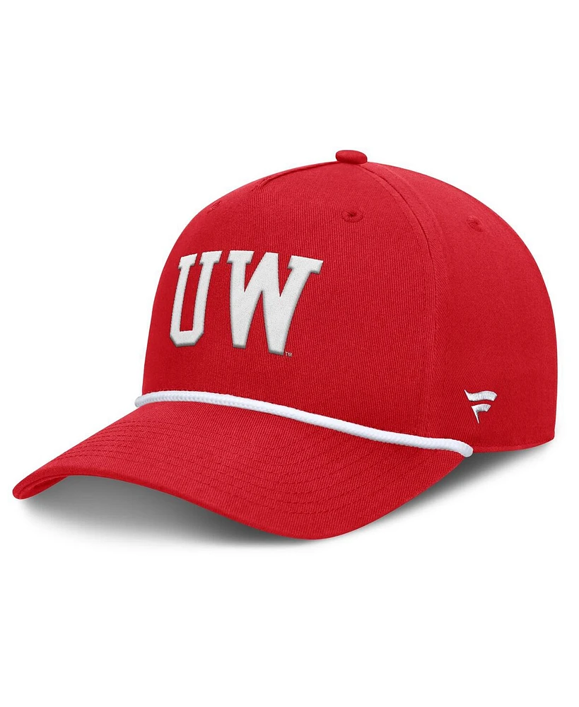 Fanatics Men's Red Wisconsin Badgers Foul Ball Rope Adjustable Hat