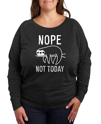 Hybrid Apparel Plus Sloth Nope Not Today Graphic Pullover T-Shirt