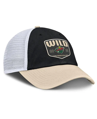 Fanatics Men's Black Minnesota Wild Fundamental One-Time Trucker Adjustable Hat