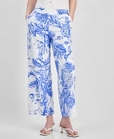 T Tahari Women's Printed Wide-Leg Pull-On Pants