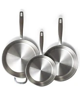 Alva Maestro 3 Piece Professional 5 Ply Stainless Steel Frying Pan Set Non Toxic Pfas Pfoa Ptfe Free Skillets Cookware Induction All Stovetop Compatible Oven Safe Stay Cool Handles