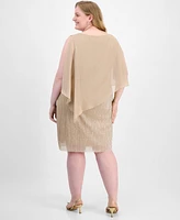 Connected Plus Cape-Overlay Dress