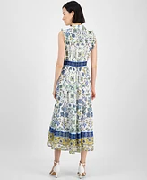 Anne Klein Women's Sleeveless Chiffon Maxi Shirtdress