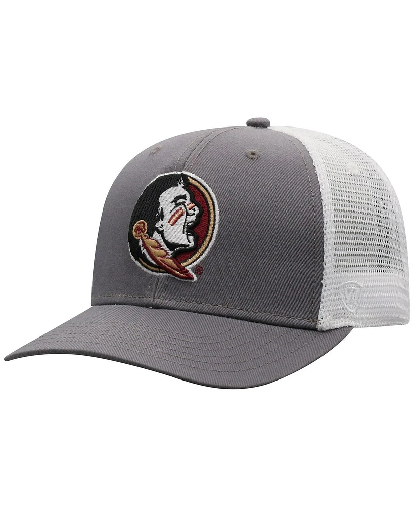 Top of the World Men's Gray/White Florida State Seminoles Victory Baseline Trucker Adjustable Hat