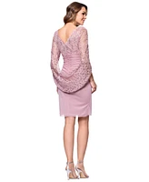 Betsy & Adam Women's Lace Drape-Back Ruched Dress