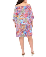 Msk Plus Printed Off-The-Shoulder Dress