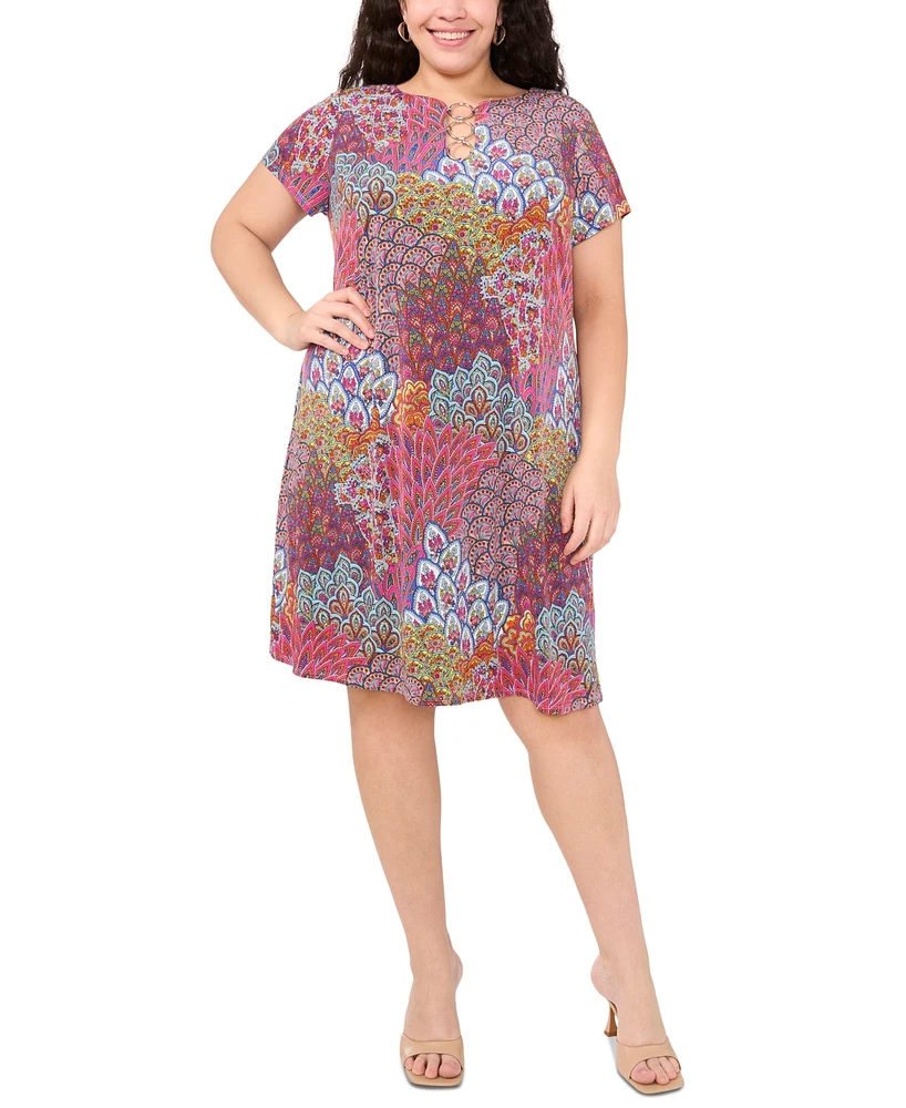 Msk Plus Printed O-Ring Shift Dress