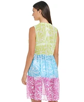 Bleu by Rod Beattie Women's Sock It To Me Printed Chiffon Cover-Up Dress