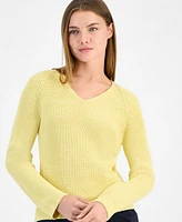 Boss Orange Women's V-Neck Long-Sleeve Cotton Sweater