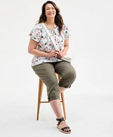 Style Co Plus Size Printed Flutter Sleeve Knit Top Cuffed Capri Pants Exclusively At Macys
