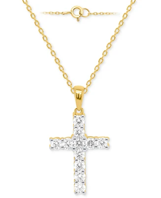 Forever Grown Diamonds Lab Diamond Cross 18" Pendant Necklace (1 ct. t.w.) Sterling Silver or 14k Gold-Plated