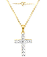 Forever Grown Diamonds Lab Diamond Cross 18" Pendant Necklace (1 ct. t.w.) Sterling Silver or 14k Gold-Plated