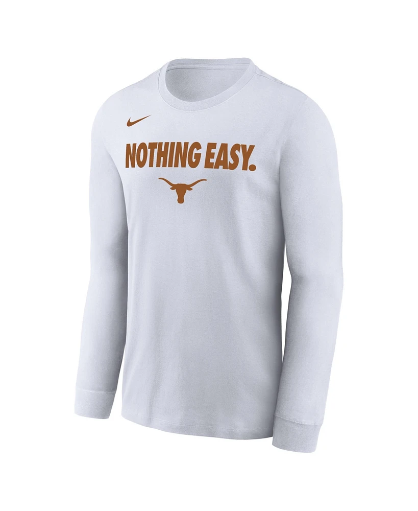 Nike Men's White Texas Longhorns 2025 On-Court Bench Long Sleeve T-Shirt