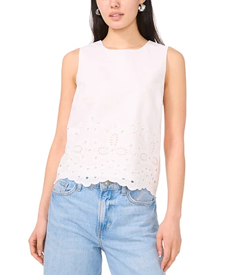 1.state Women's Sleeveless Embroidered Hem Blouse