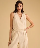 1.state Women's Collared Crossover Cropped Top
