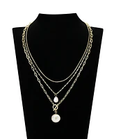 Unwritten Mother of Pearl Star Paperclip Toggle Layered Necklace Set