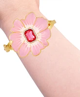 Guess Gold-Tone Color Crystal Flower Bangle Bracelet
