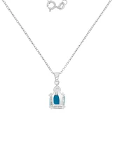 Blue & White Cubic Zirconia 18" Pendant Necklace in Sterling Silver