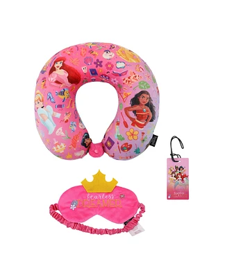 Disney Princess 3-Piece Neck Pillow Travel Set With Eye Mask & Luggage Tag