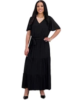 Kasper Women's V-Neck Flutter-Sleeve Maxi Dress, Regular & Plus Sizes