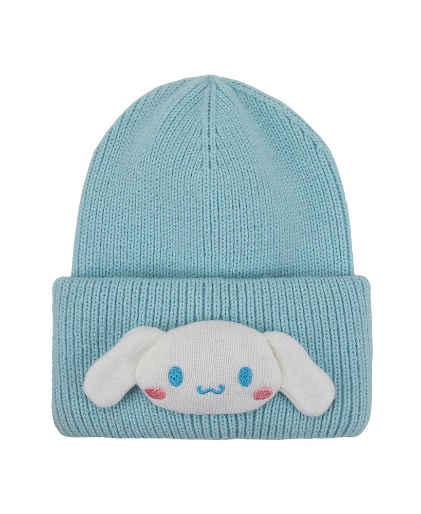 Cinnamoroll 3D Plush Character Head Blue Tall Cuff Beanie