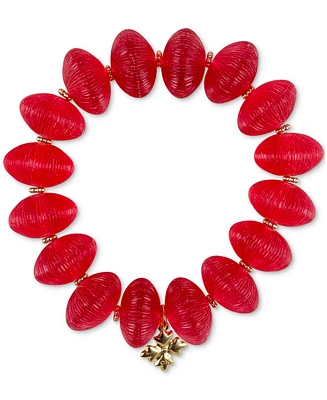 Patricia Nash Gold-Tone Large Red Bead Stretch Bracelet