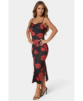 Bebe Women's Printed Jersey Maxi Slip Dress