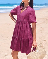 Cupshe Women's Wild Raspberry Paisley Mini Beach Dress