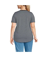 Lands' End Plus Short Sleeve Power Performance Scoop Neck Curved Hem Tunic Tee