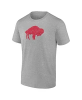 Fanatics Men's Gray Buffalo Bills Distressed Throwback Logo T-Shirt