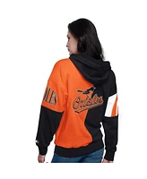 Starter Women's Black/Orange Baltimore Orioles Curve Ball Full Zip Hoodie Sweatshirt