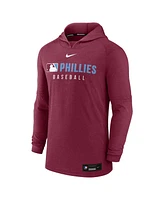 Nike Men's Burgundy Philadelphia Phillies Authentic Collection Tri-Blend Performance Pullover Hoodie