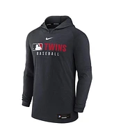 Nike Men's Heather Black Minnesota Twins Authentic Collection Tri-Blend Performance Pullover Hoodie