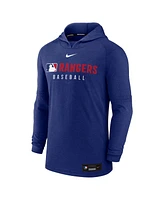 Nike Men's Heather Royal Texas Rangers Authentic Collection Tri-Blend Performance Pullover Hoodie