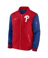 Nike Men's Red/Royal Philadelphia Phillies Authentic Collection Dugout Full-Zip Bomber Jacket