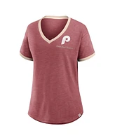 Fanatics Women's Burgundy Philadelphia Phillies Binge Worthy Stadium Slub V-Neck T-Shirt